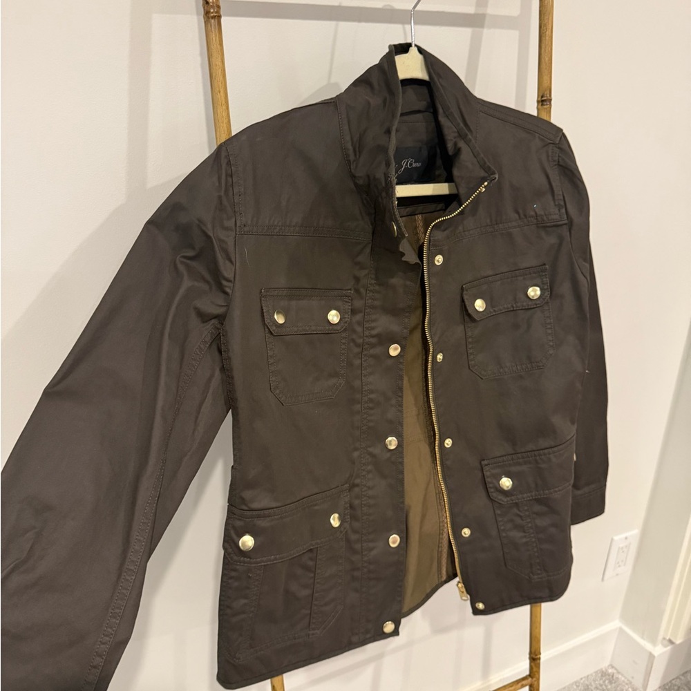J. Crew Brown Military Field Jacket with Stand-up Collar